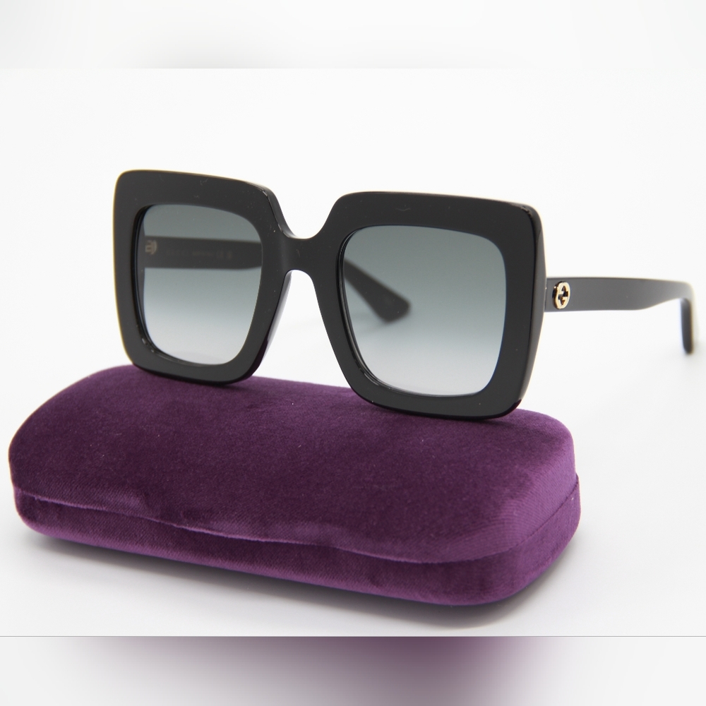 NEW GUCCI GG0328S 001 BLACK OVERSIZED SQUARE WOMEN SUNGLASSES - Picture 1 of 11